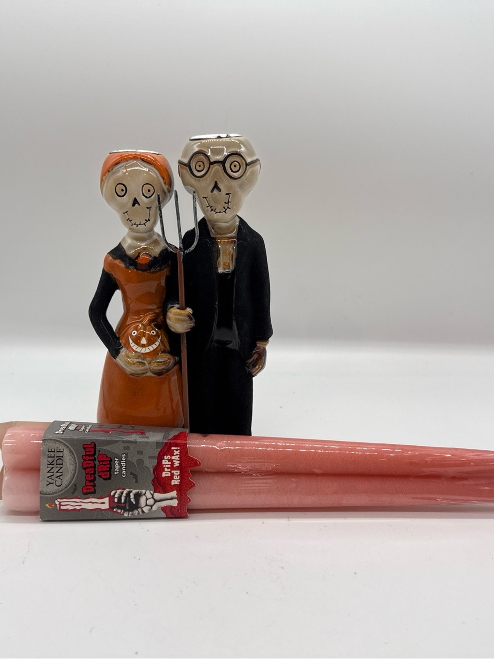 Yankee Candle Boney Bunch Gothic Farmers Taper Holder 2009 Halloween with Tapers